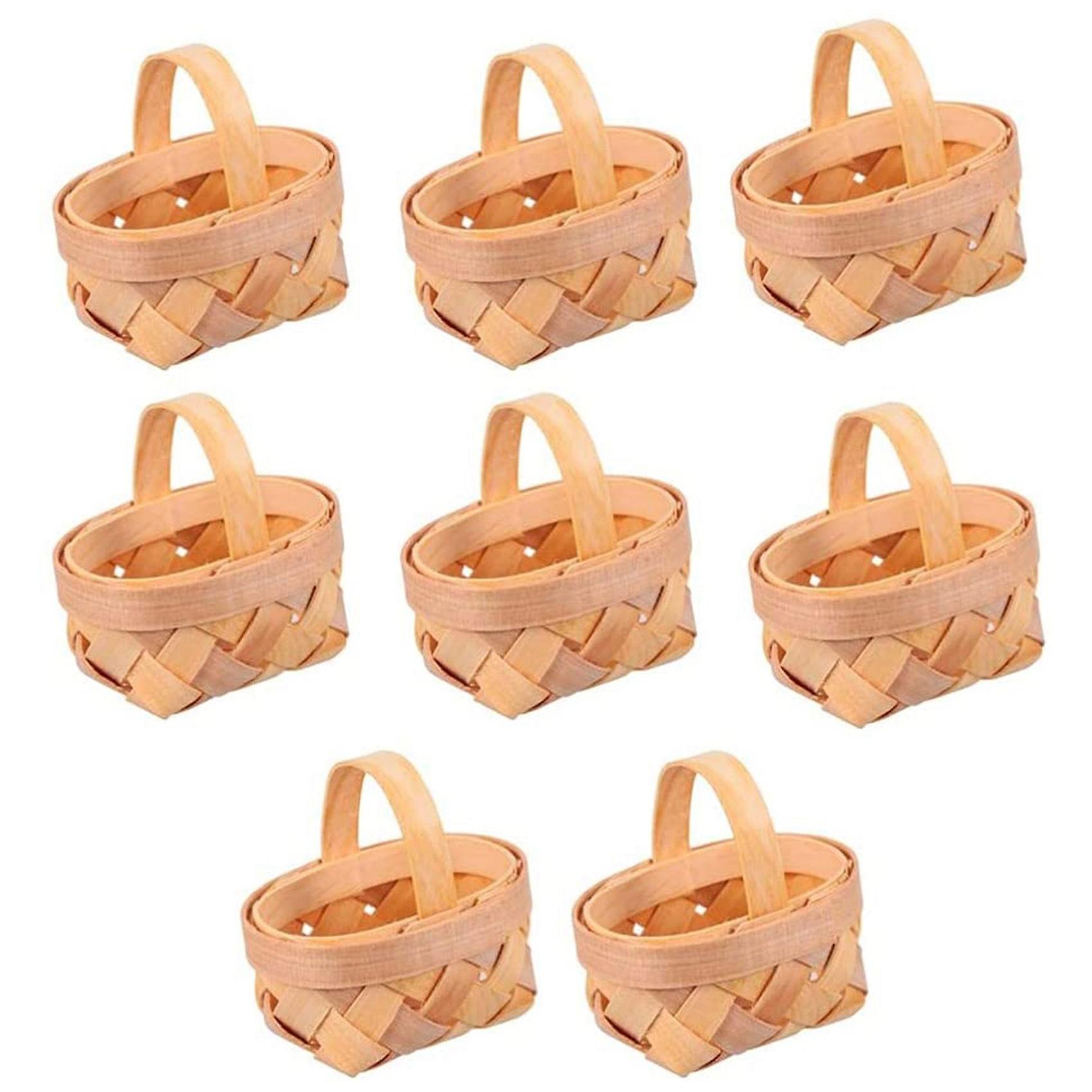 8PCS Mini Woven Baskets with Handles for Party Favors Crafts Decor Photo Prop