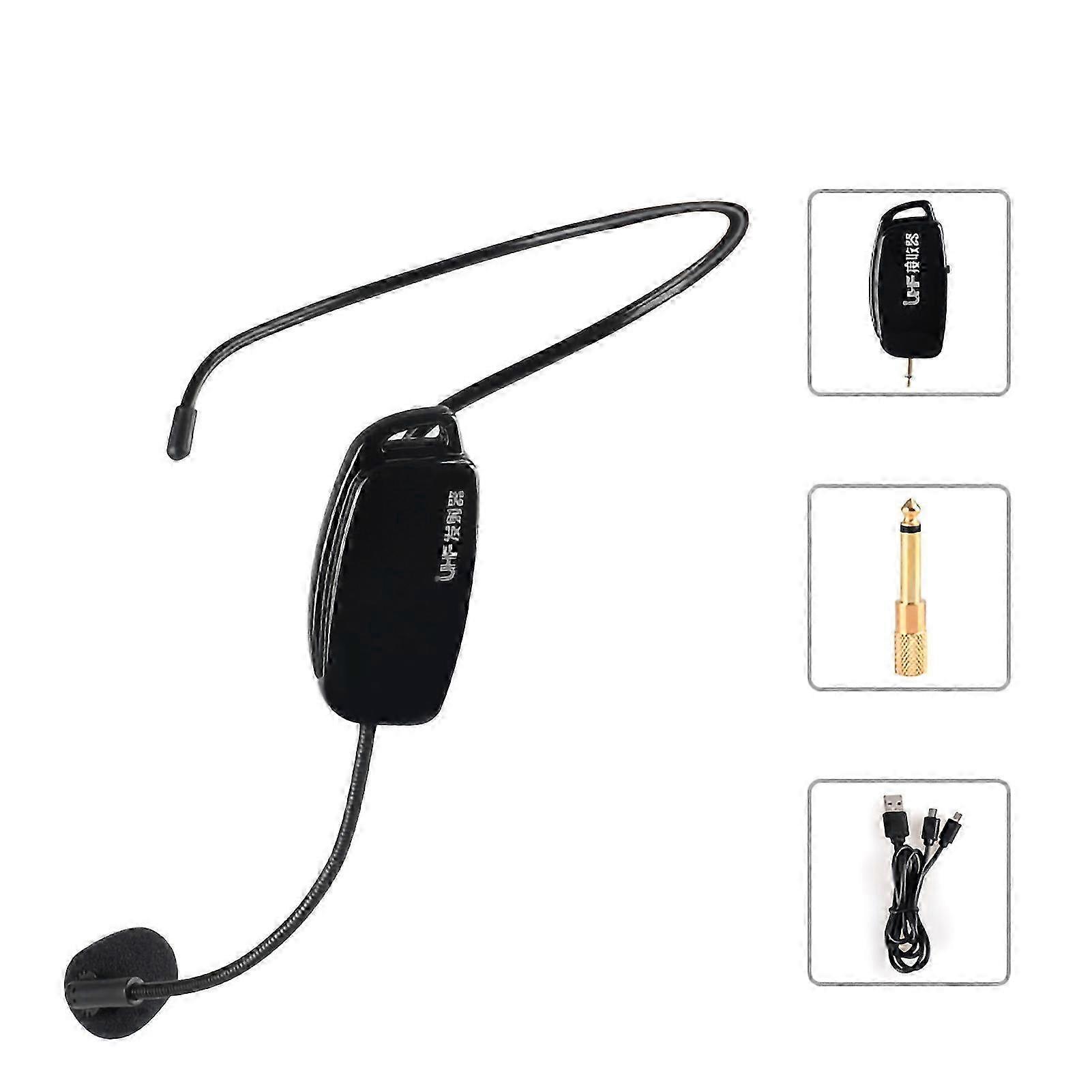 Wireless Microphone Headset 2 in 1 Headset and Handheld Wireless Mic for Voice Amplifier Stage Speakers Teacher UHF (Upgraded Version) UHF English Pa