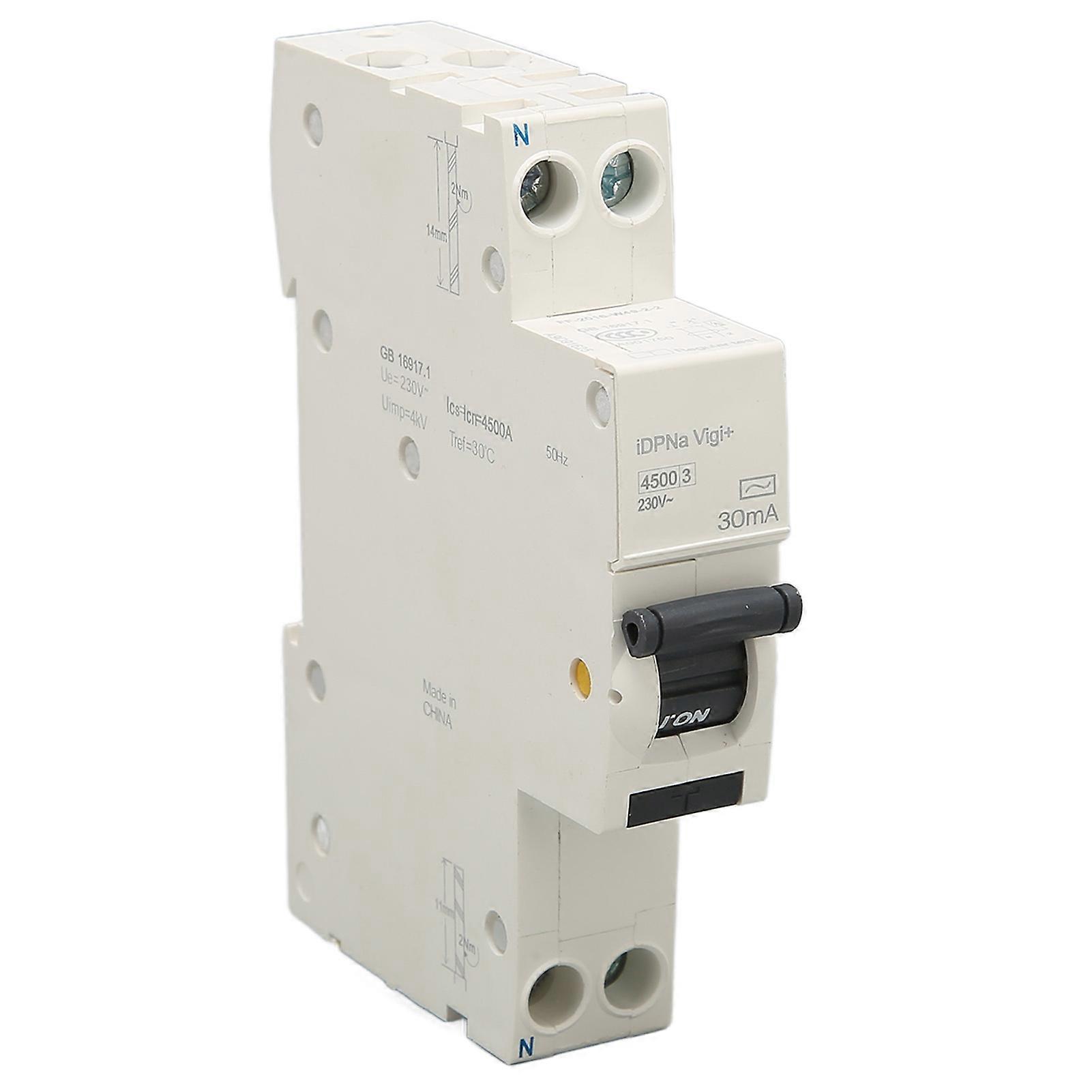 Risegun Residual Current Circuit Breaker Circuit Breaker with Integrated Leakage Protection 18mm 230V 6A