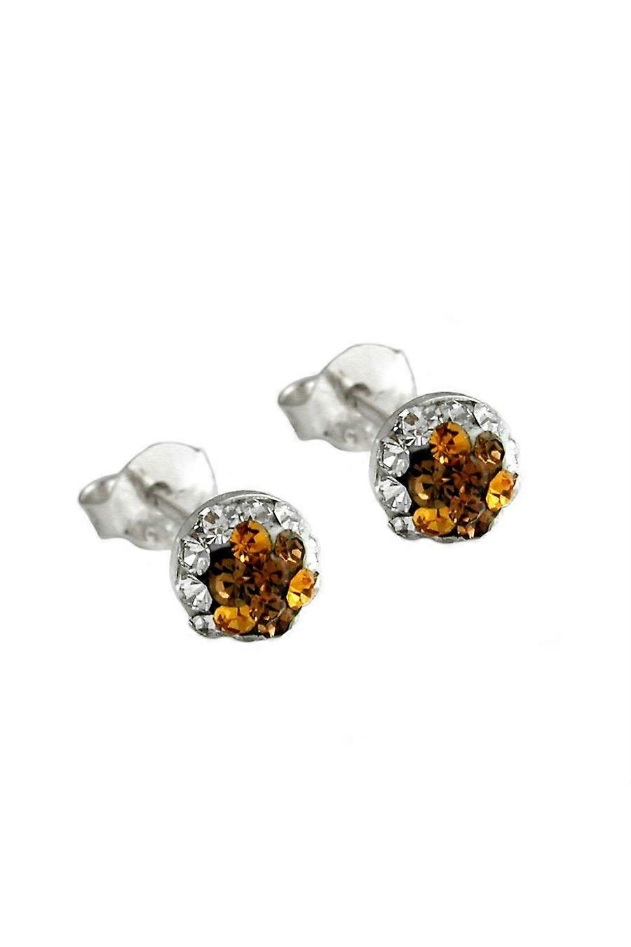 Stud Earrings 5mm Topaz Glass Crystals Silver 925 - Gl92848