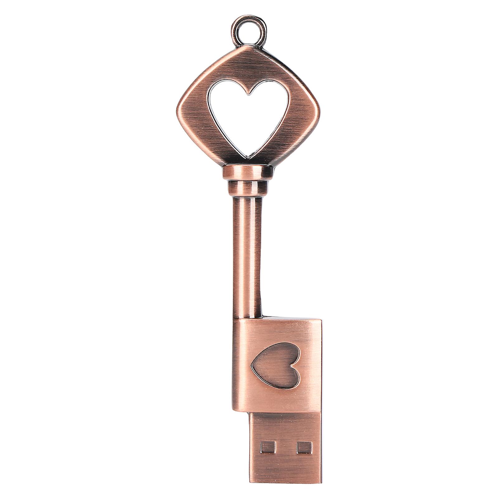 Flash Disk Metal Portable Retro HeartShaped Uncovered 2.0 USB Thumb Memory Stick for Information Storage(2GB )
