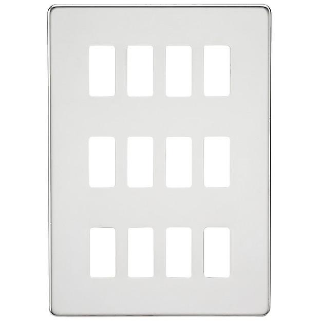 Knightsbridge Screwless 12G grid faceplate - polished chrome - GDSF012PC