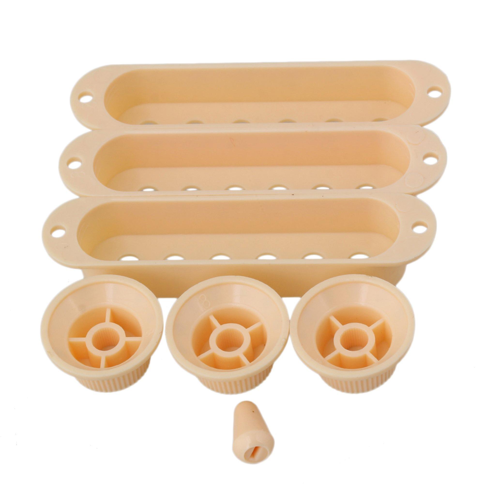 5Pcs Yellow  15Pickup Cover 1Volume 2Tone Knobs Switch Tip Guitar Parts