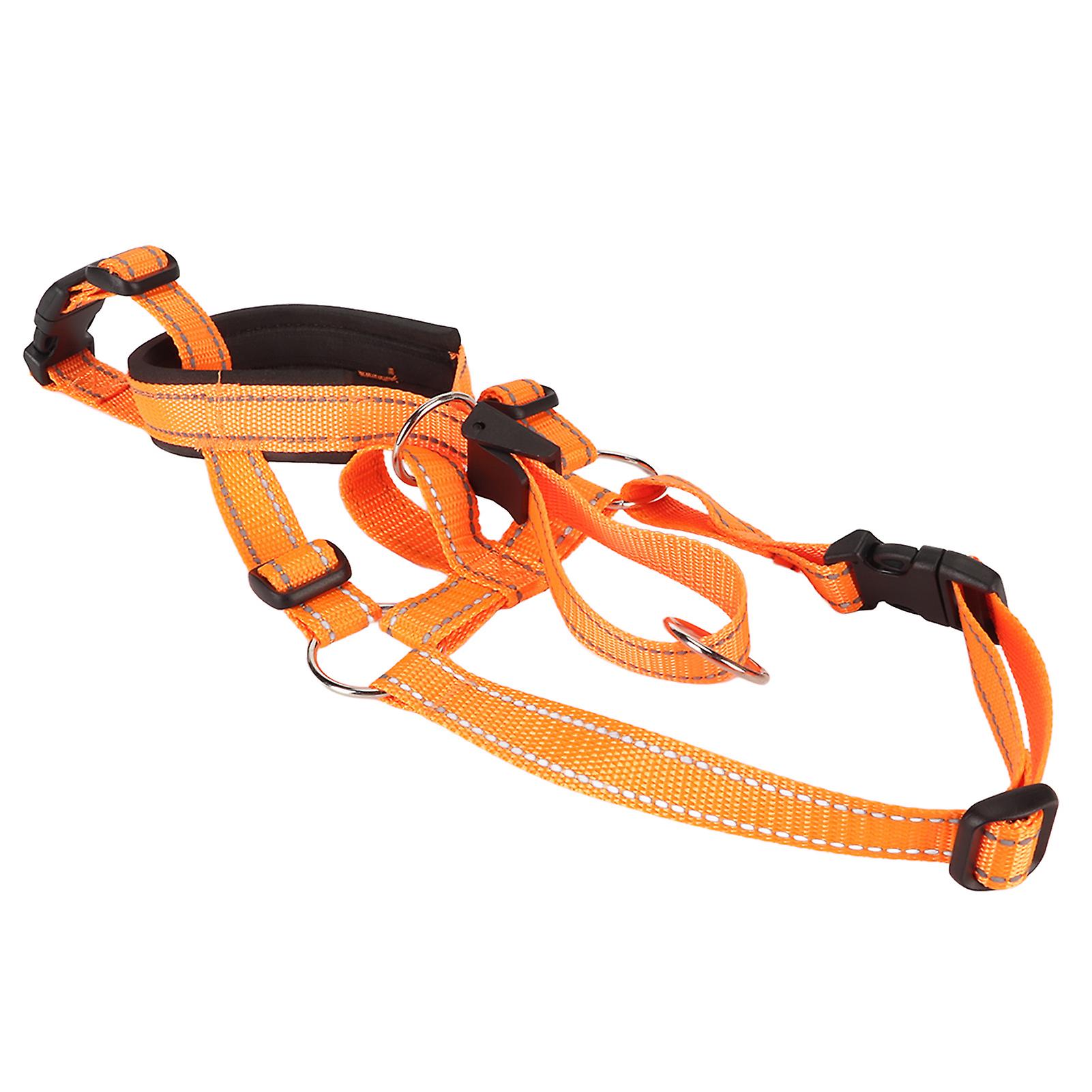 Headcollar Dog Muzzle Adjustable Prevent Biting Barking Breathable Nylon Dog Mouth Guard for Walking Training Orange XL 