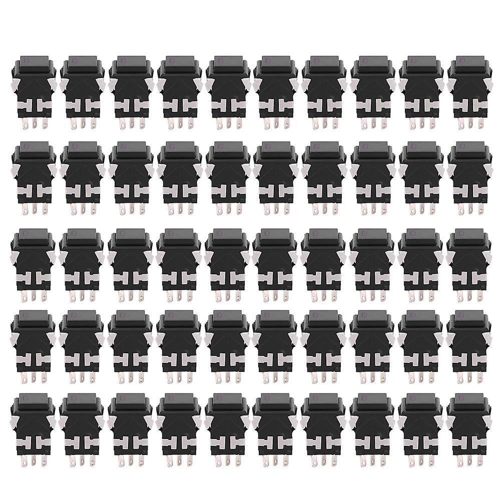 50pcs 8 Pins Reset Push Button Switch with Light, Stable 220V Black Reset Switch Button