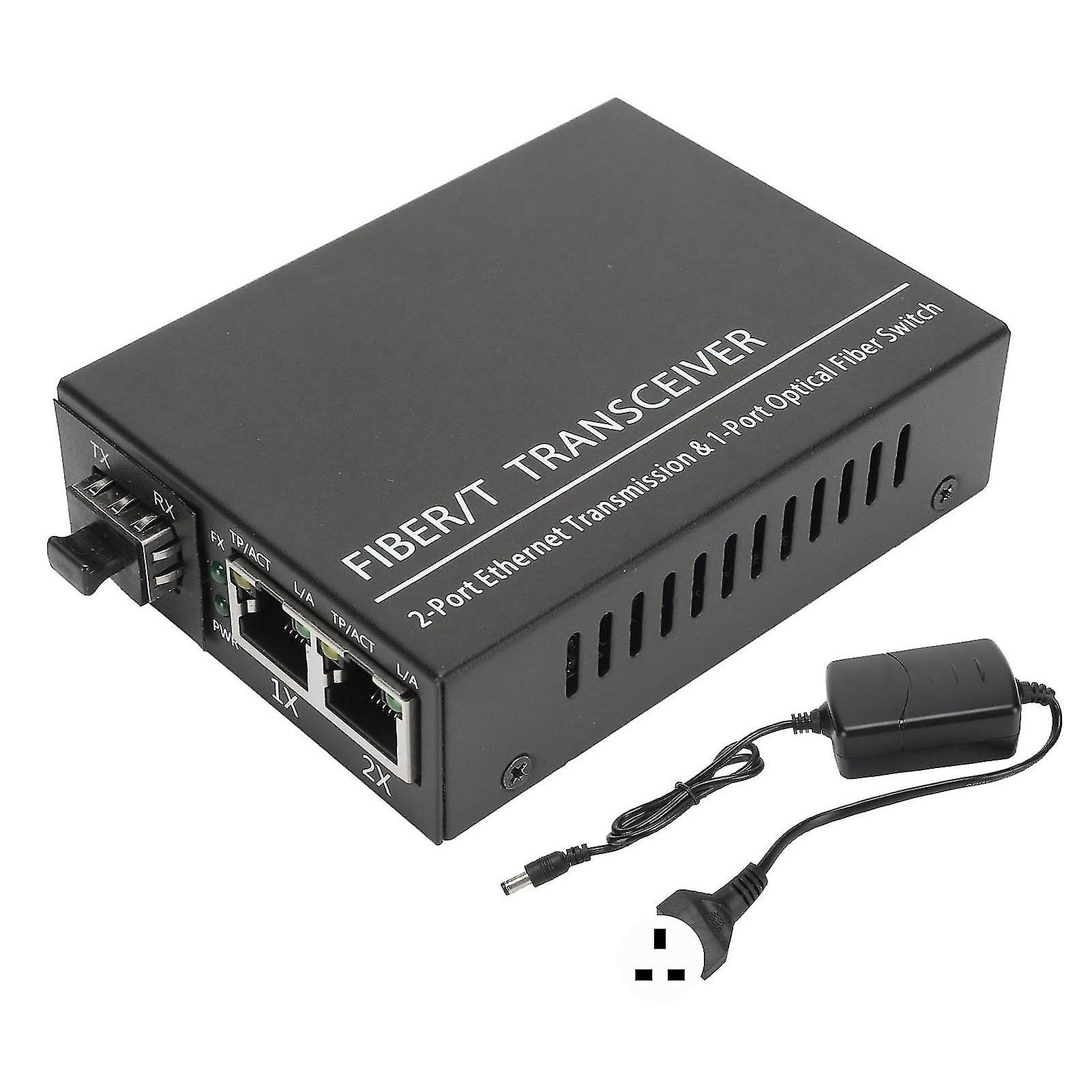 Gigabit SFP to RJ45 Fiber Transceiver Media Converter - Multifunctional and Compatible (UK Plug, 100-240V)