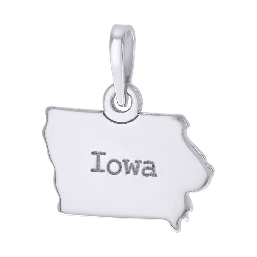 925スターリングシルバーユニセックスアメリカの州アイオワチャームペンダントネックレス19.8x16.6mm女性用ワイドペンダント