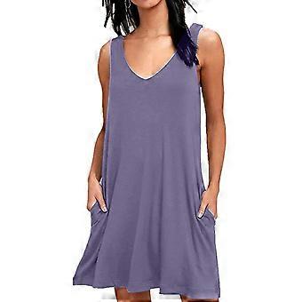 Women Sleeveless Plain Pocket T-shirt Dress Casual Loose Summer Beach  Sundress V Neck Swing Tank Dress Ladies Sexy Beach Cover Up Dress | Fruugo  NO