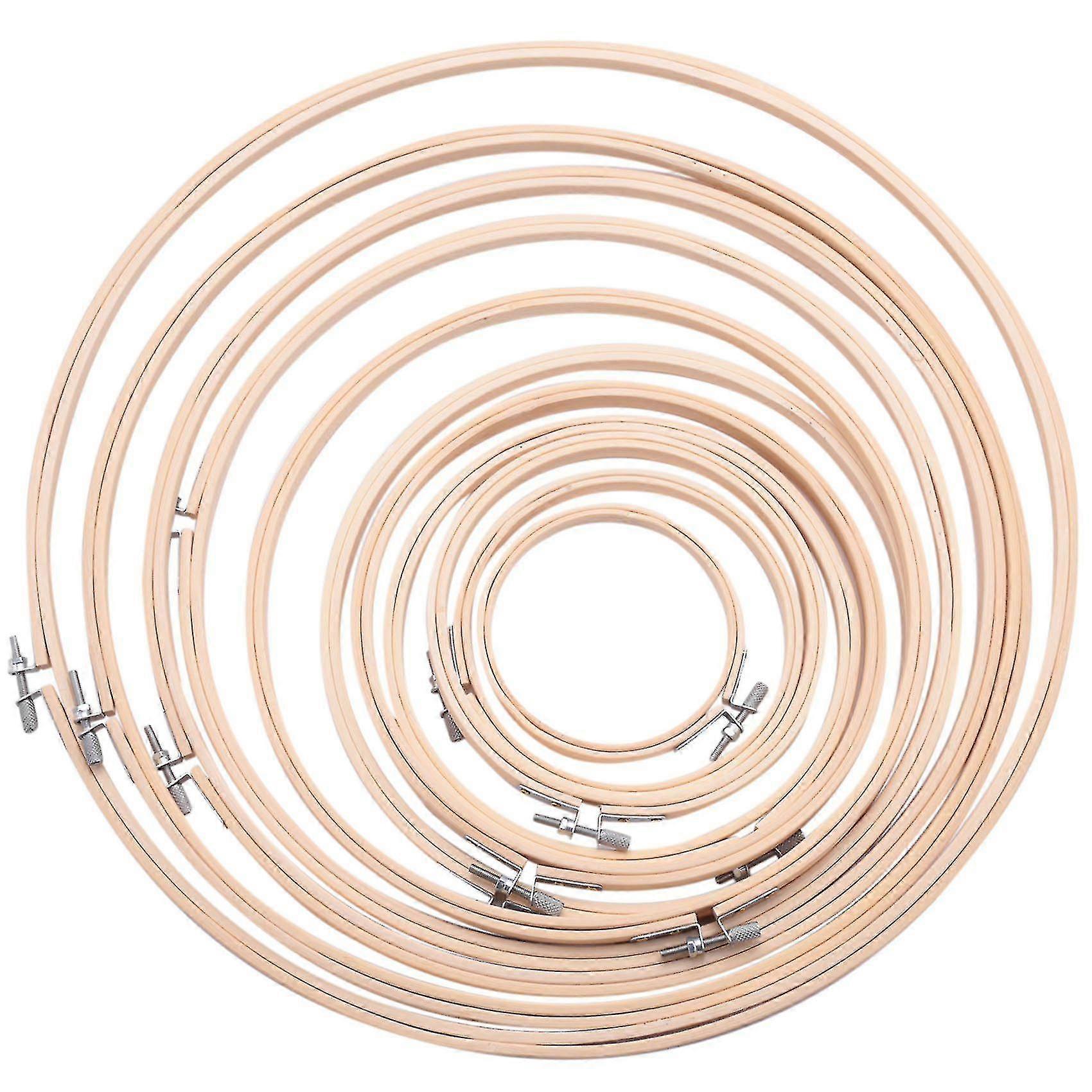 11Pcs DIY Embroidery Hoops Frame Set Round Loop Hand Sewing Tools Bamboo Embroidery Rings Circle 10-40cm