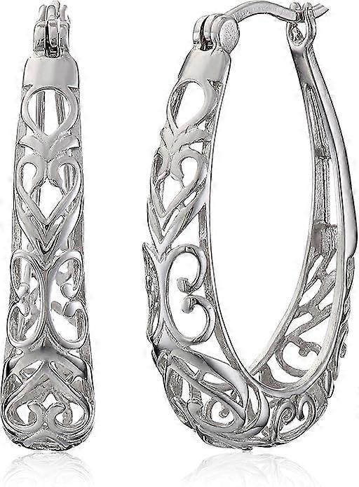 Sterling Silver Filigree Hoop Earrings