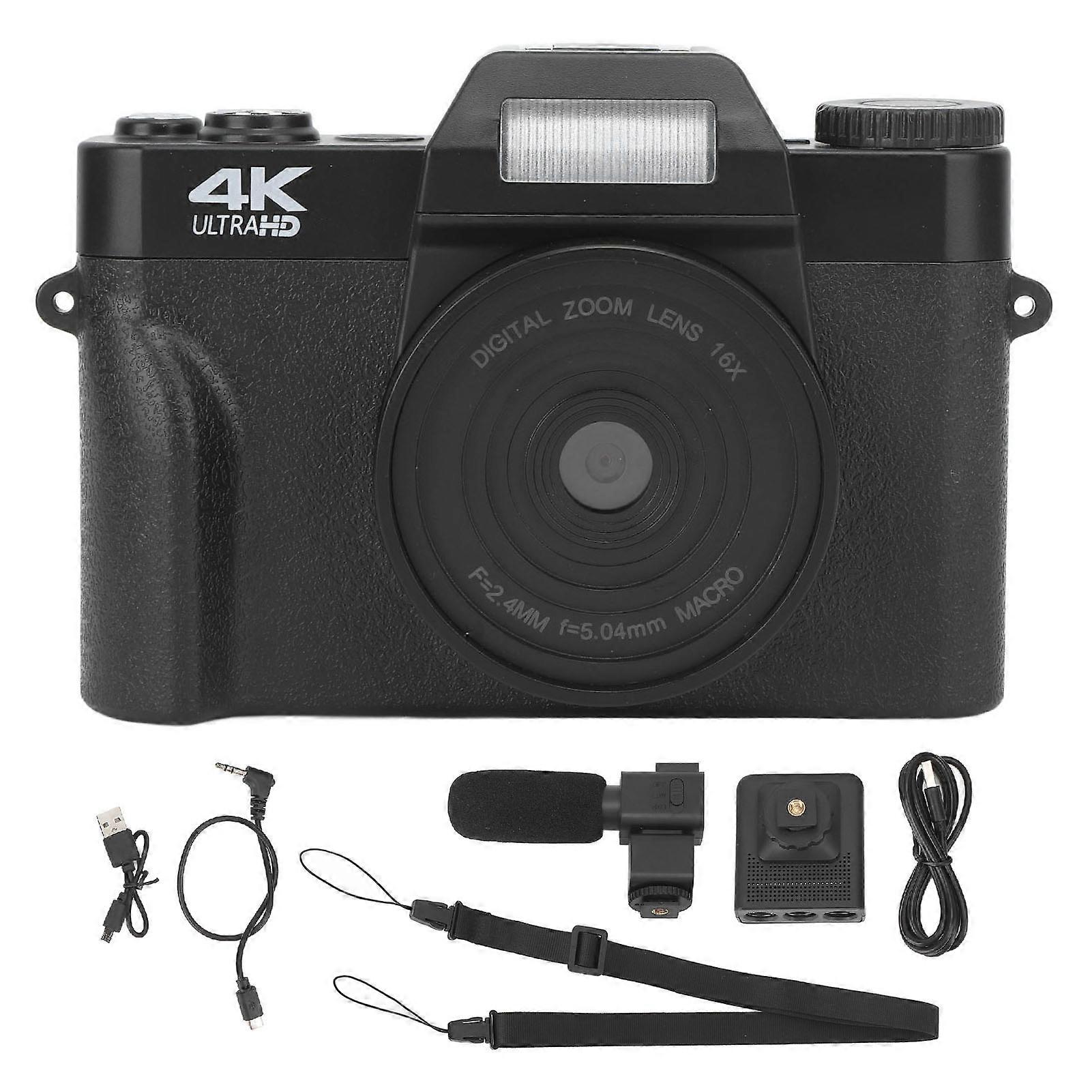 Digital Camera with Microphone Fill Light 1500mAh 3 In 16x Digital Zoom 48 MP HD 4K Vlogging Camera for Travel Friends NO.5488