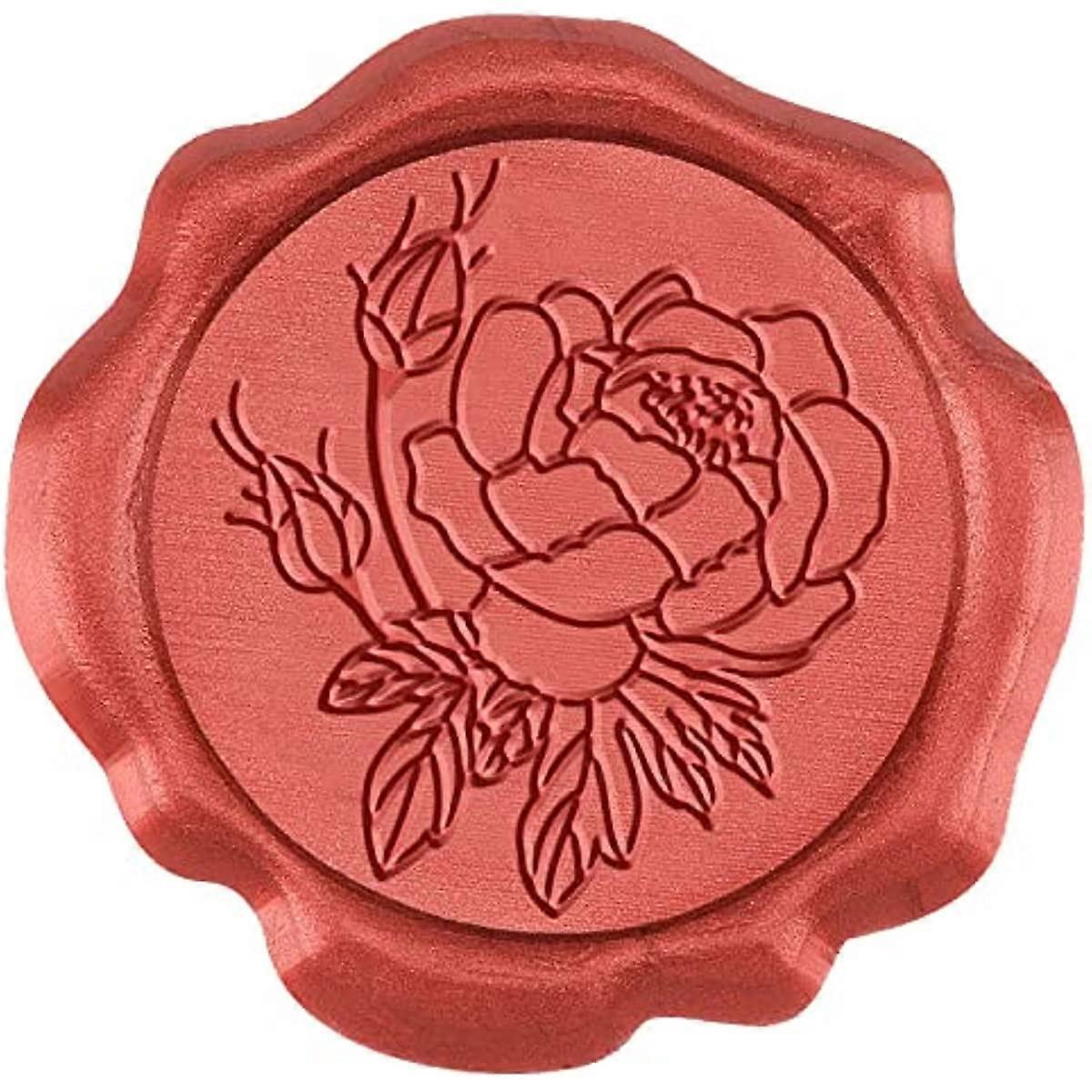 50pcs Red Wax Seal Stickers Peony Self Adhesive Wax Seal Stamp Stickers Flower Envelope Wax Stickers for Wedding Invitation Scrapbook DIY Craft Adhesi