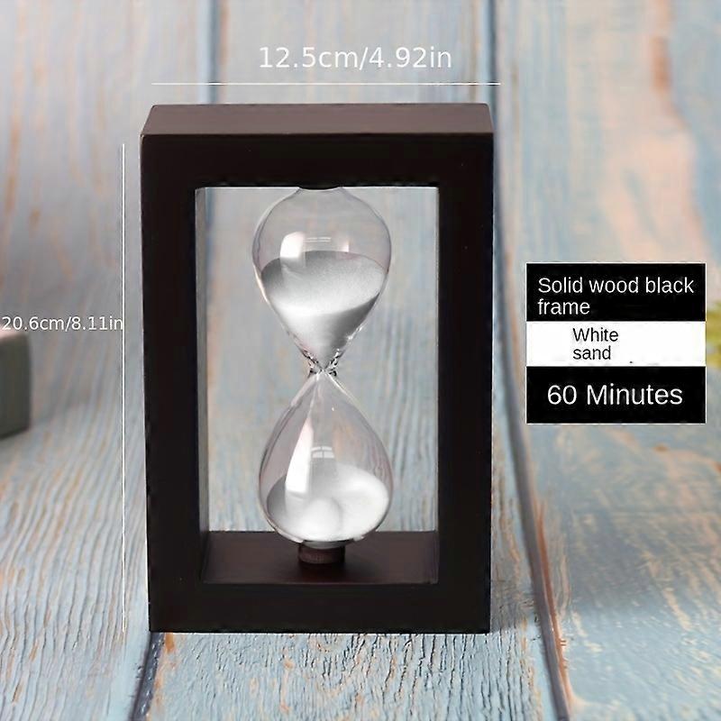 Wooden Hourglass Sand Timer with Black Frame, 60-Minute Countdown Timer, Decorative Tabletop Ornament, No Electricity Required