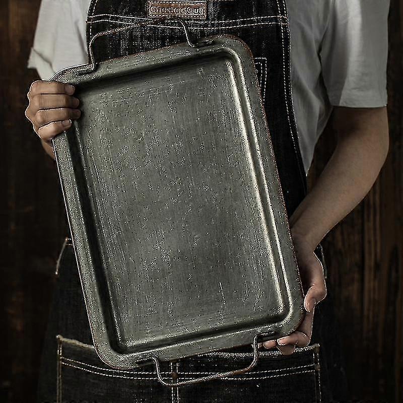 Square Iron Plate Metal Vinta Bread Retro Tray|stora