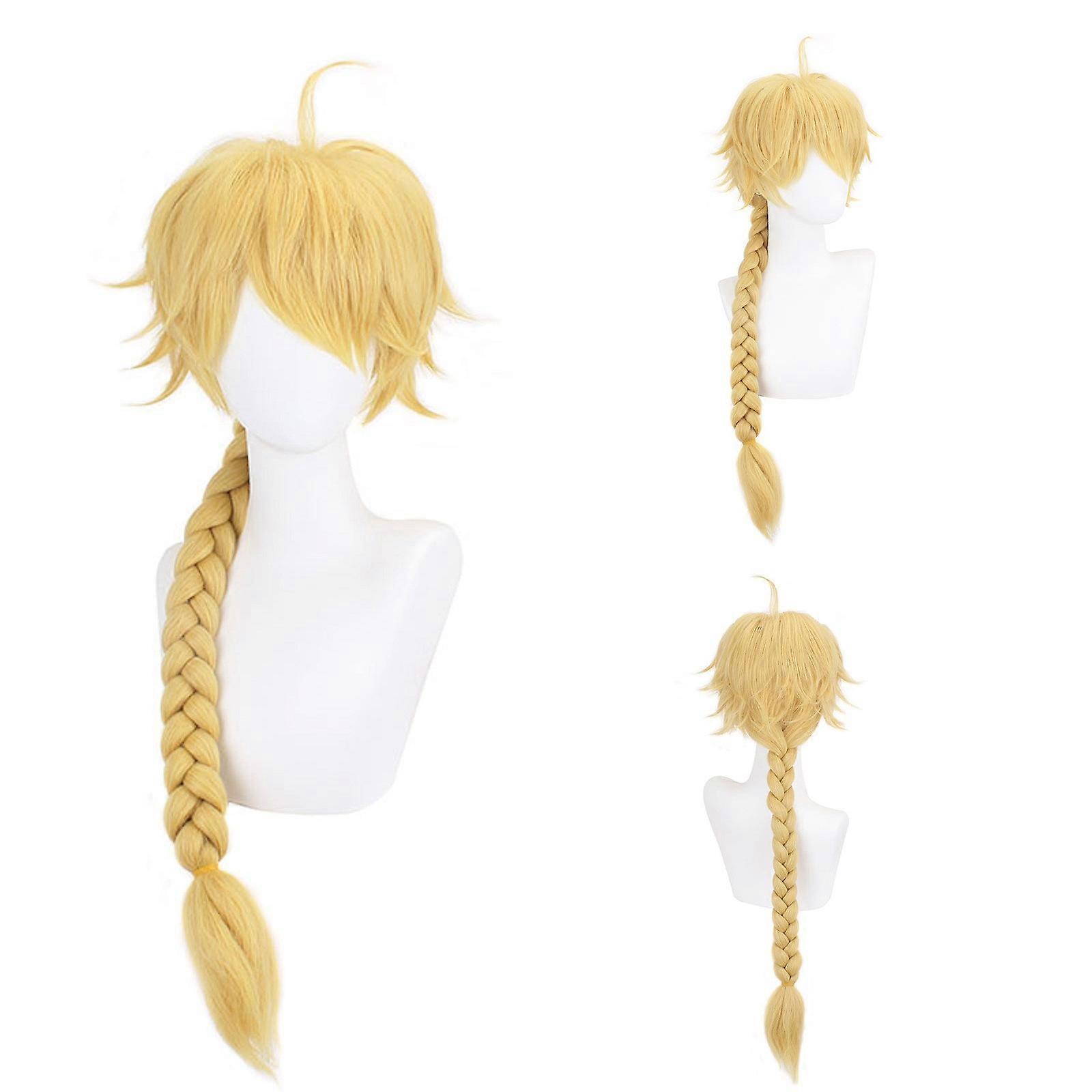 Light Golden Ponytail Braids Cosplay Wig Modeling Up Wig