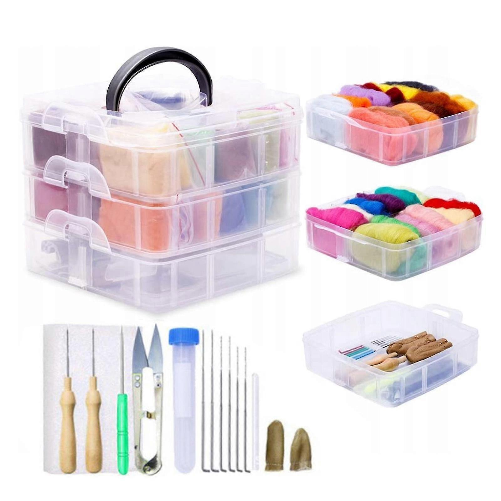 Kit de feutrage à l’aiguille, 24 couleurs laine mèche feutrage, feutrage à l’aiguille complet Fg