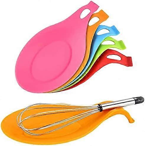 5Pcs Silicone Kitchen Spoon Rest, Silicone Spoon Rest, Silicone Kitchen Spoon Rest Set (Random Color)
