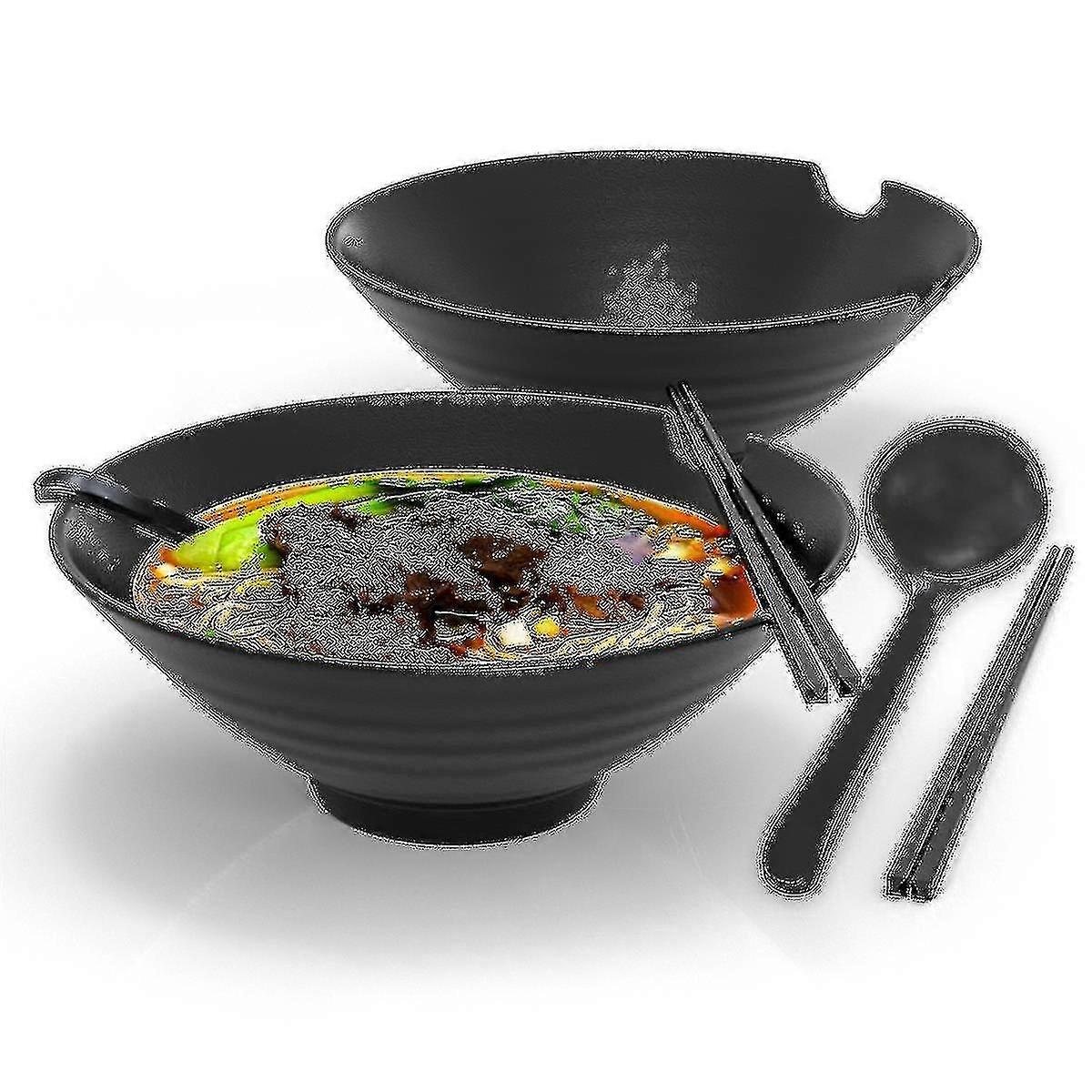 6-piece Ramen Bowl Set With 1000 Ml Filling Quantity - Traditional Japanese Crockery Set With Chopsticks