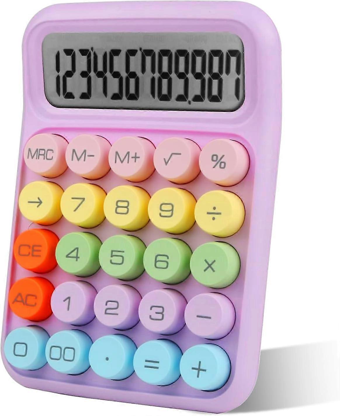 Colorful Calculator, Colourful Calculator with Candy-Coloured Mechanical Keyboard and 12-Digit Wide Screen, Cute Calculator Applies to Office, School 