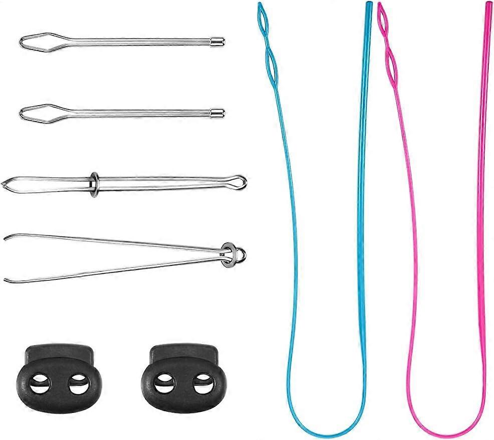 8 Pcs Drawstring Threader Tool Set  Plastic & Metal Drawstring Replacement Tools Tweezers and Cord Locks for Shorts Hoodies