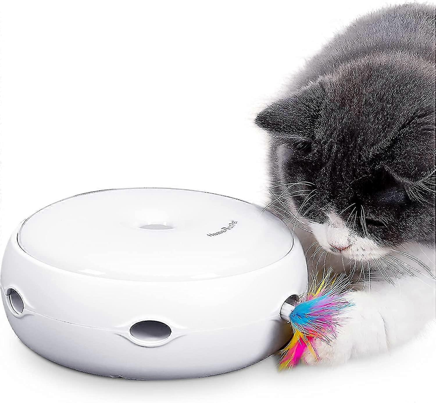 Smart Cat Toy For Feathered Cat, Silent Version Interactive Kitten Toy, 3 Modes Electronic Toy Random Automatic Work Interesting Stimulator -batteries
