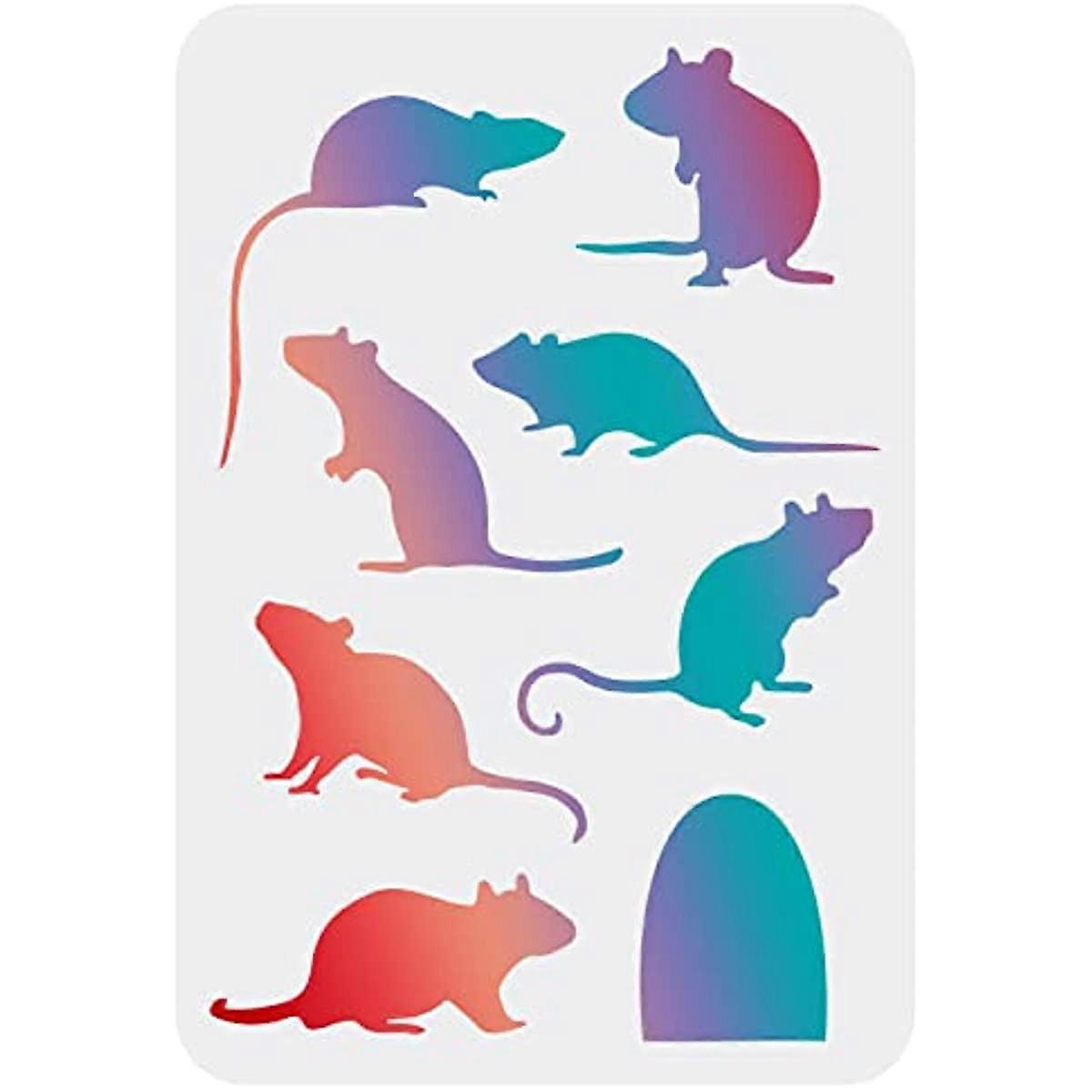 Mouse Stencil 11.7x8.3 inch Mice Drawing Stencils Small Mouse Painting Stencil Reusable Mouse Hole Painting Template DIY Craft Stencils for Painting o