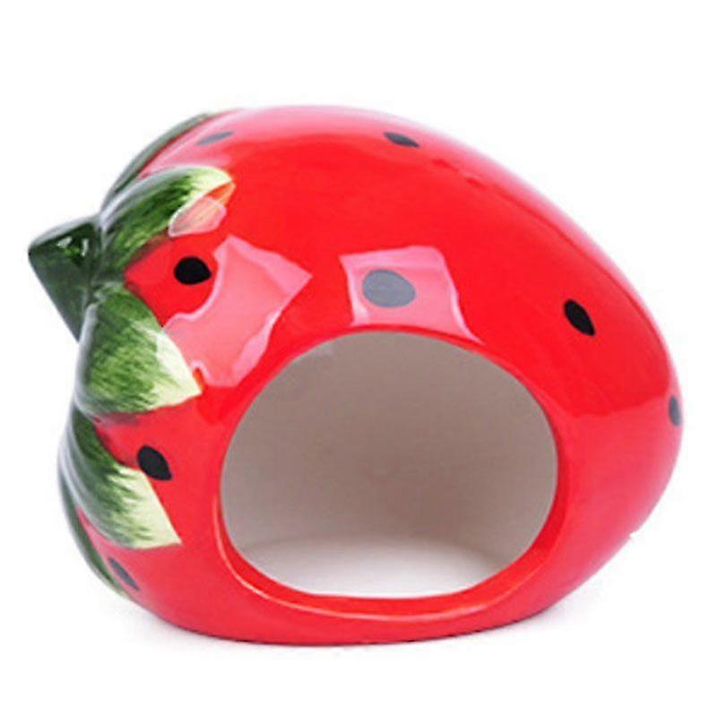 Cute Ceramic Strawberry Hamster House For Chinchilla Hamster