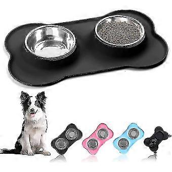 Pet Dog Bowls sett. 2 rustfritt stål ingen spill vannskåler for hund. Vannmater