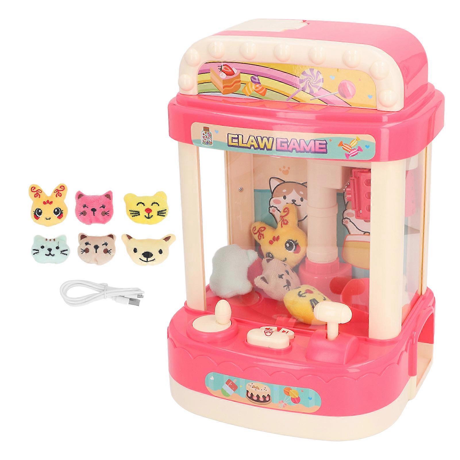 Doll Claw Machine Light and Sound Effects Toy Grabber Machine with 6 Dolls for Kids