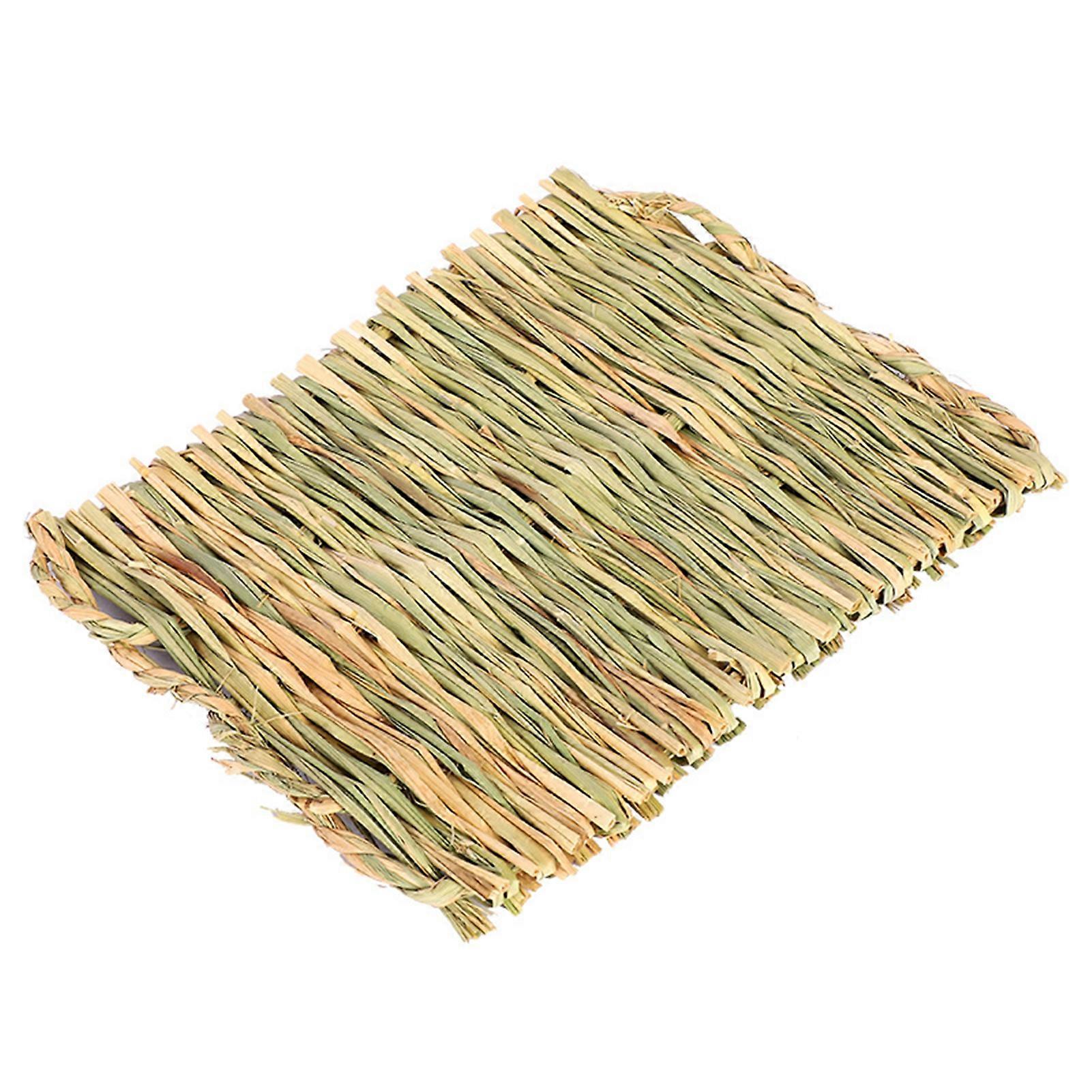 Pets Natural Straw Mat Safe and Chewable Hand-Woven Bed Mat for Guinea Pig Hamster Bunny