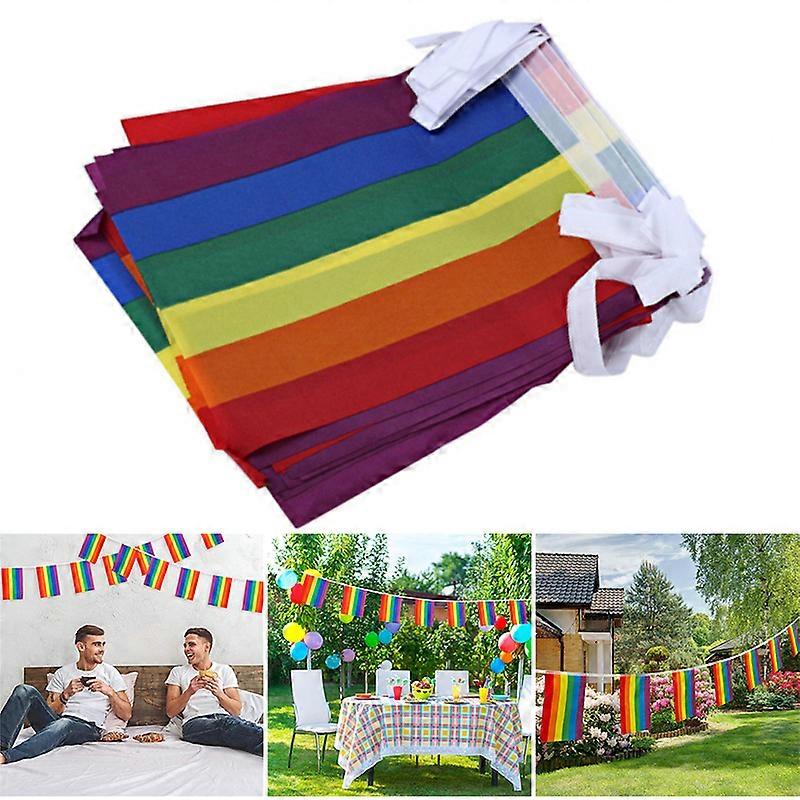 Rainbow String Flags Rectangle Stripes Banner Waterproof Colorful Decoration for Festival Party Carnival New
