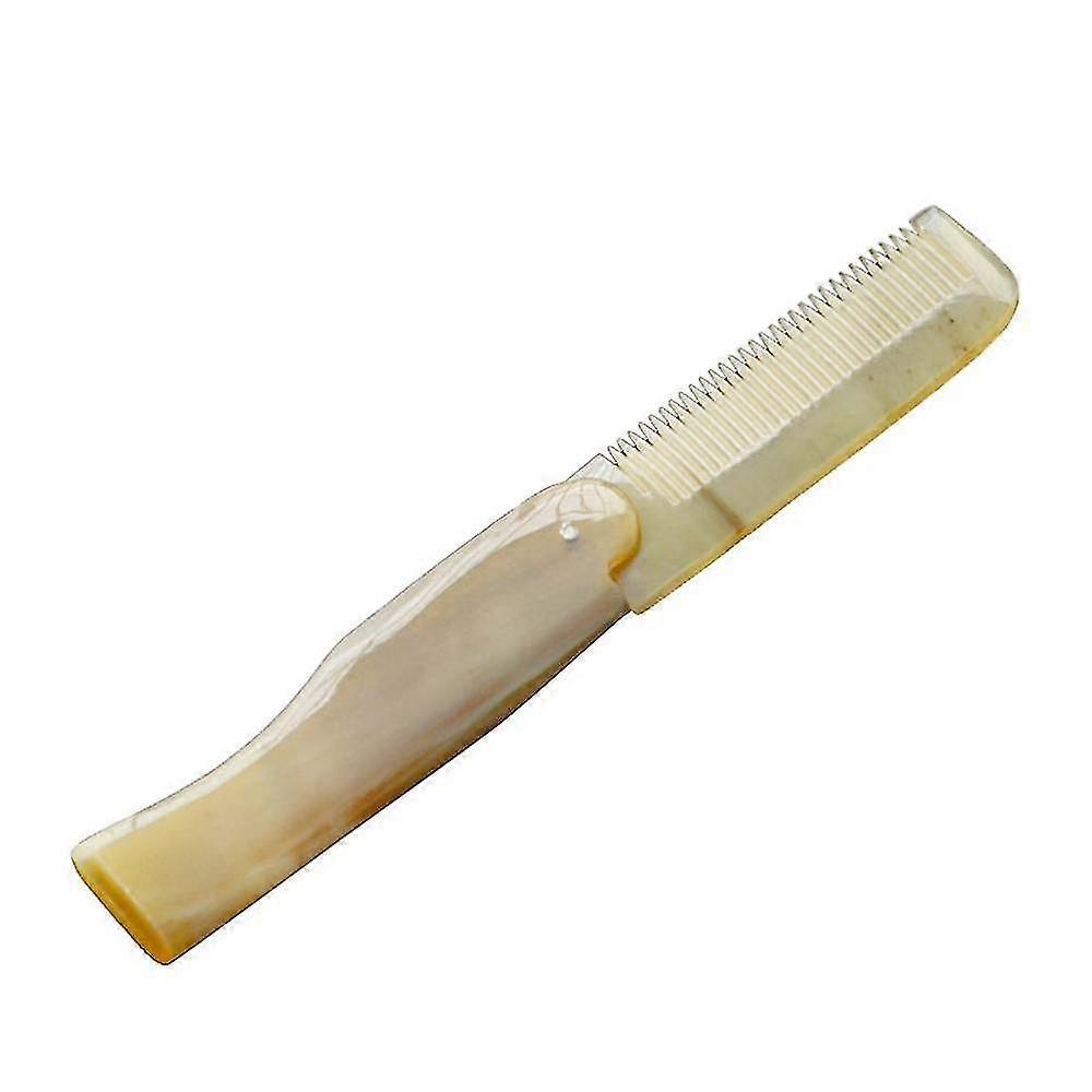17cm Foldable Ox Horn Comb Portable H Comb Pocket Comb Styling Tool