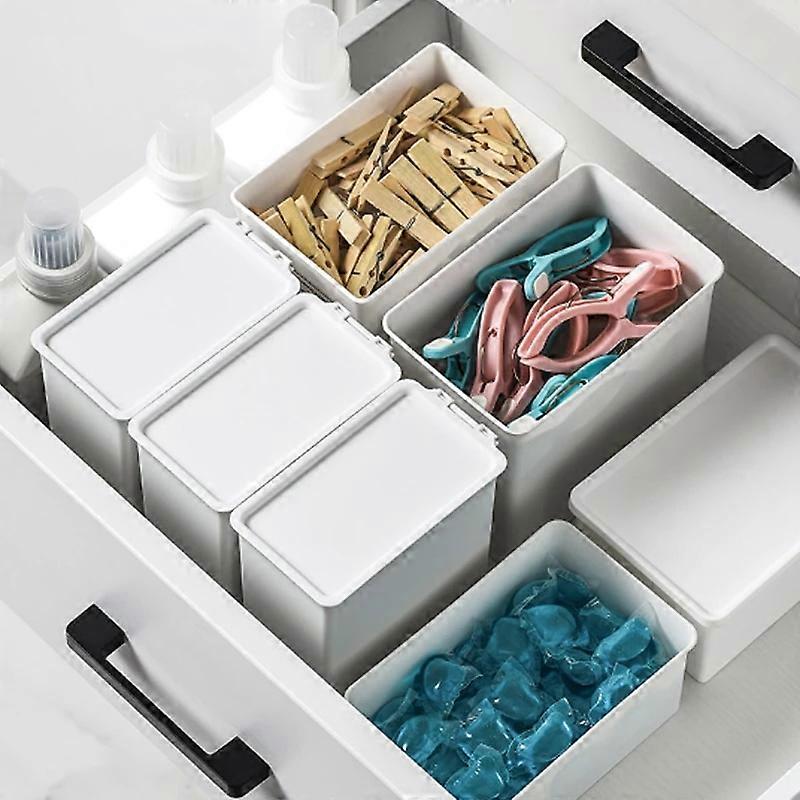 ZK-Laundry Powder Storage Box Laundry Clothes Rack Storage Box with Lid Small Storage Box Dustproof Storage Box (Short 16.9cm*11.2cm)