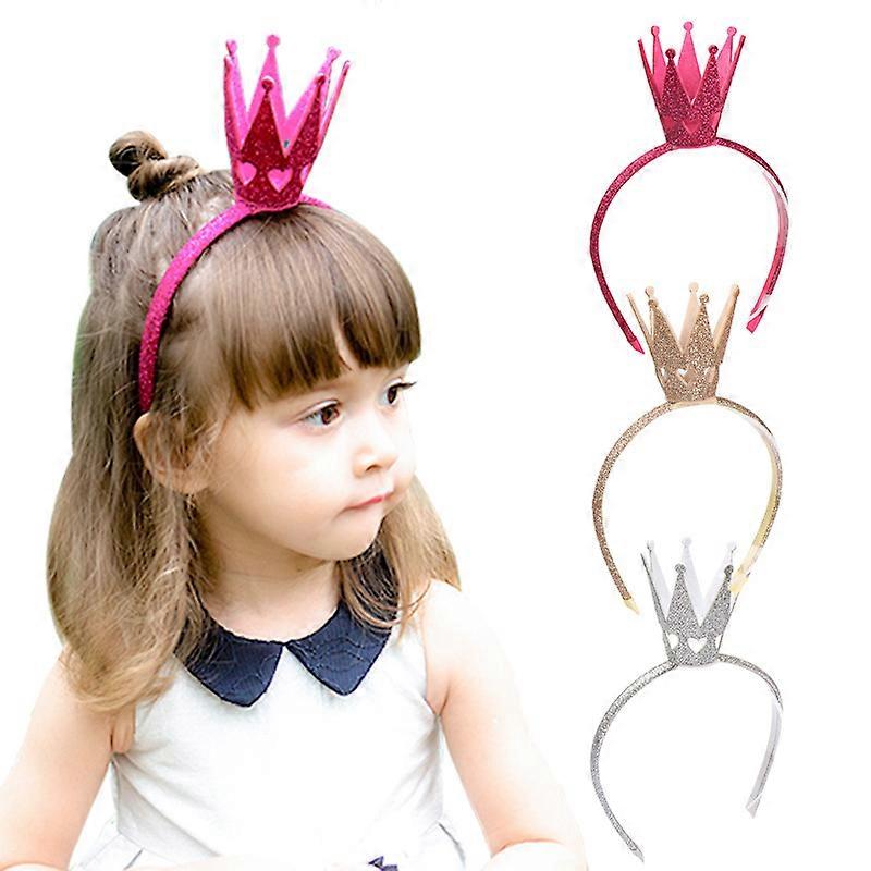 ZK-Princess Crown Headbands, Silver Glitter Glow 3-Pack
