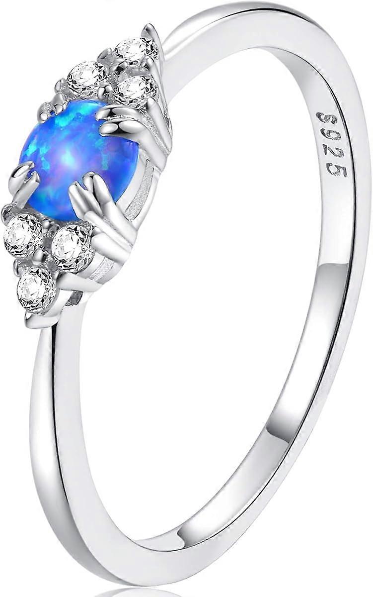 espere Sterling Silver Halo Opal Stacking Ring
