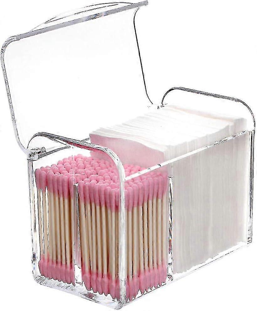 Qtip Holder Dispenser For Cotton Ball, Cotton Swab, Cotton Round Pads, Floss,3 Compartment Plastic Apothecary Jars,bathroom Organization And Storage,v