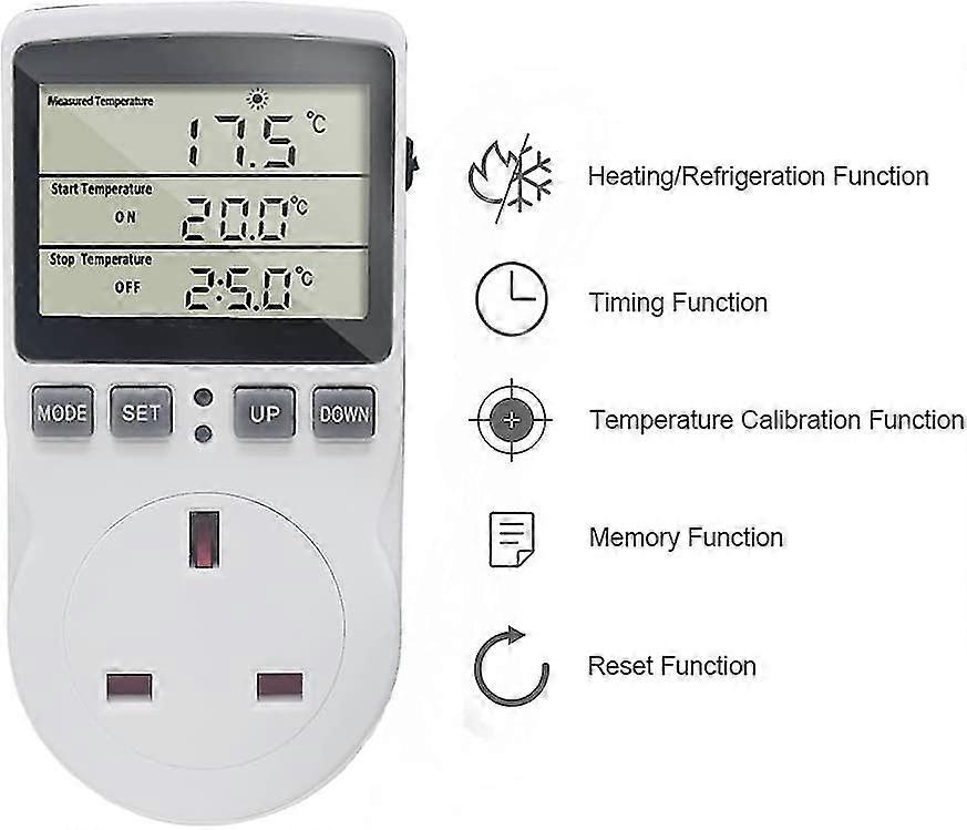 Digital Thermostat Socket Outlet 230v 16a Timer Switch Plug
