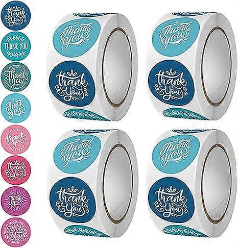 Thank You Sticker Labels 2000 Pcs(4 Rolls, 500 Pcs/Roll, 8 Designs) for Packaging Small Business, Envelope Seal (1 Inch)