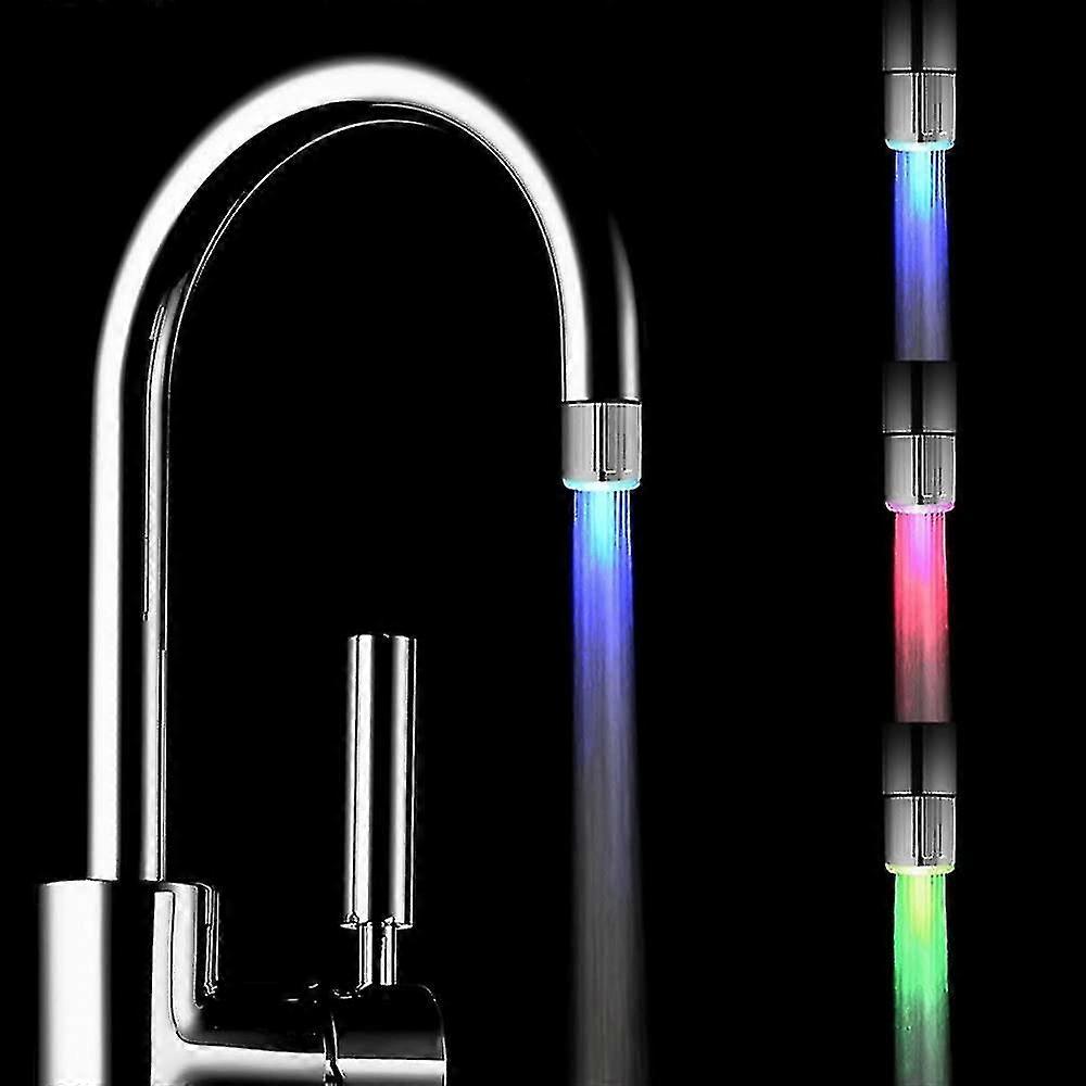 2 Pack Colorful Led Water Faucet With 3 Colors Temperature Control Change, Water Stream Faucet Dishcloth For Kitchen And Bathrooms.