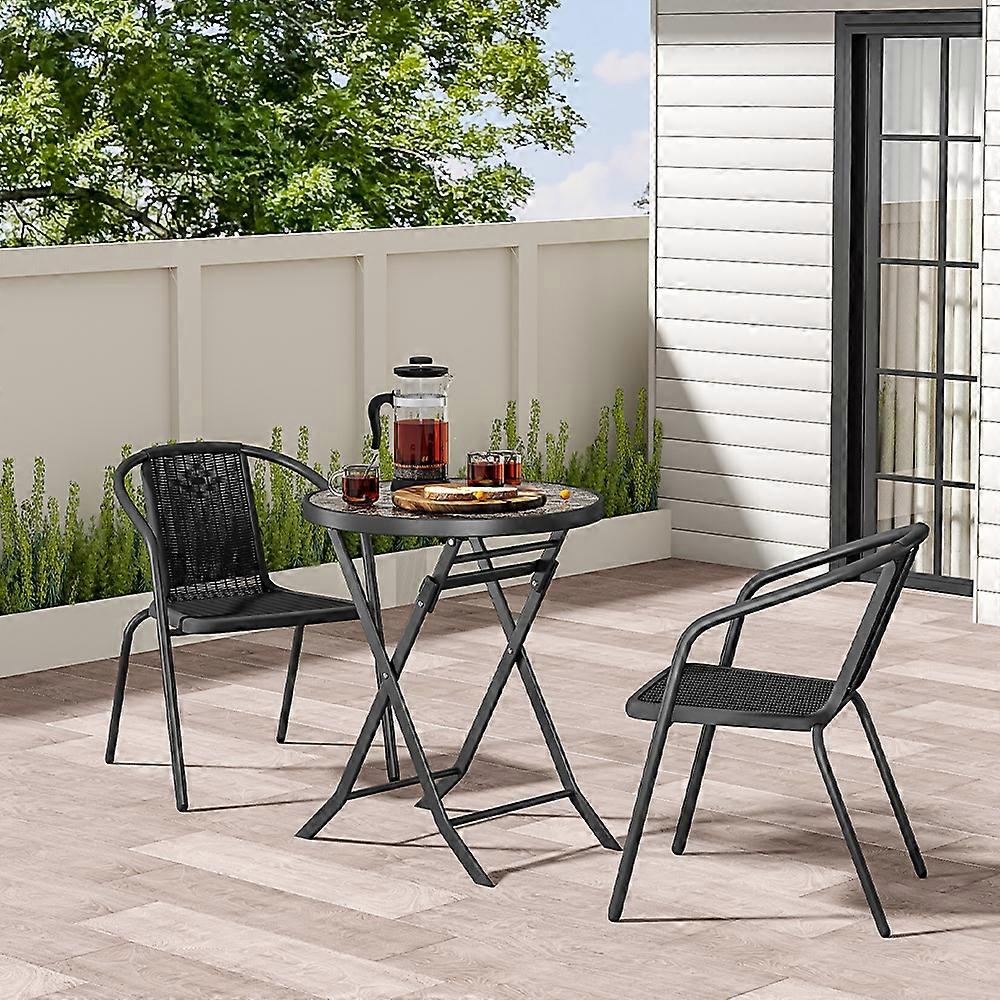 Foldable Glass Table and Chairs Set