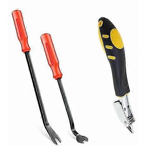 Upholstery Stapler, Nail Puller, Tack Puller Tool, Upholstery and Construction Staple Remover with Spike Extractor Tool, 3 Pieces
