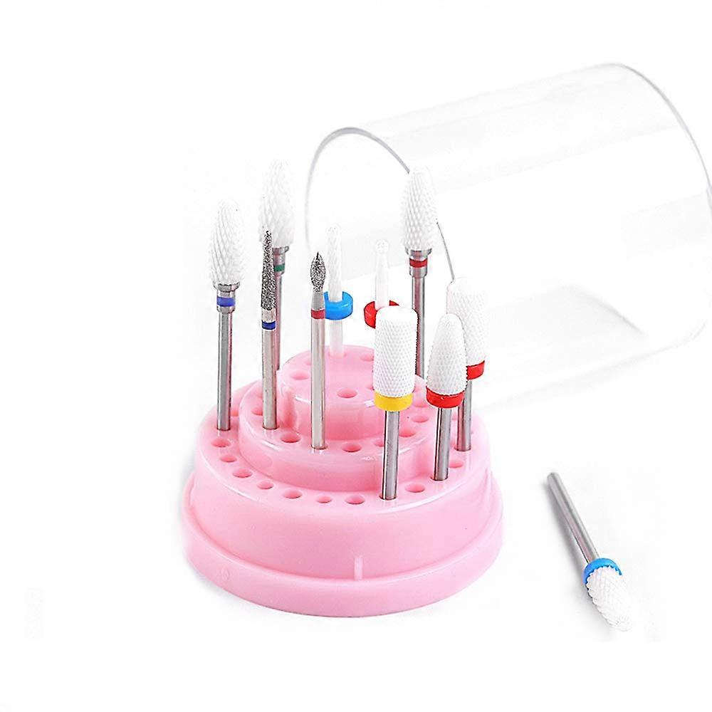 48 Slots Nail Drill Bit Case Holder with Cover Dust Proof Stand Display Box Organizer Container (Not Include Drill Bits)