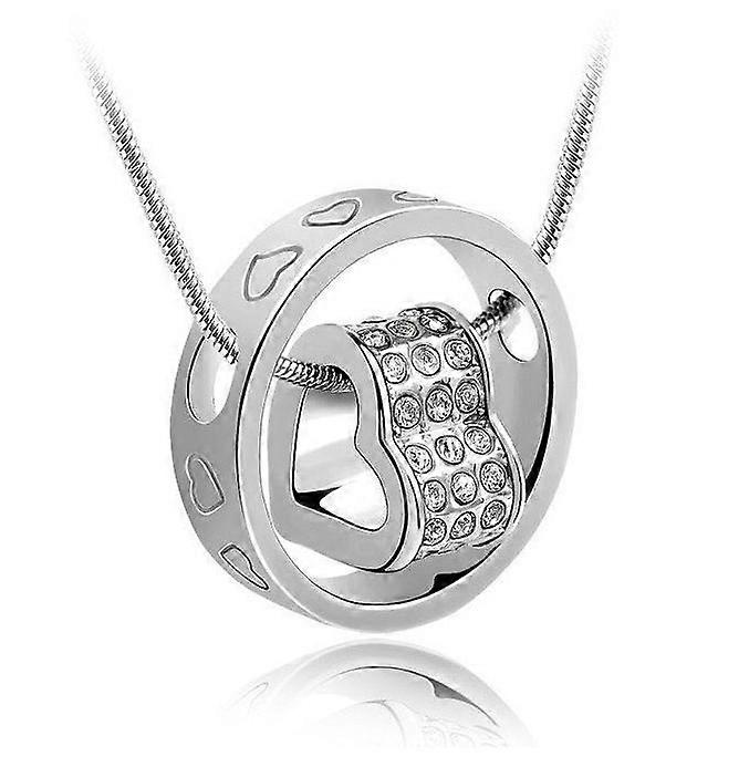 Necklace with ring with heart inside, silver colored Silver