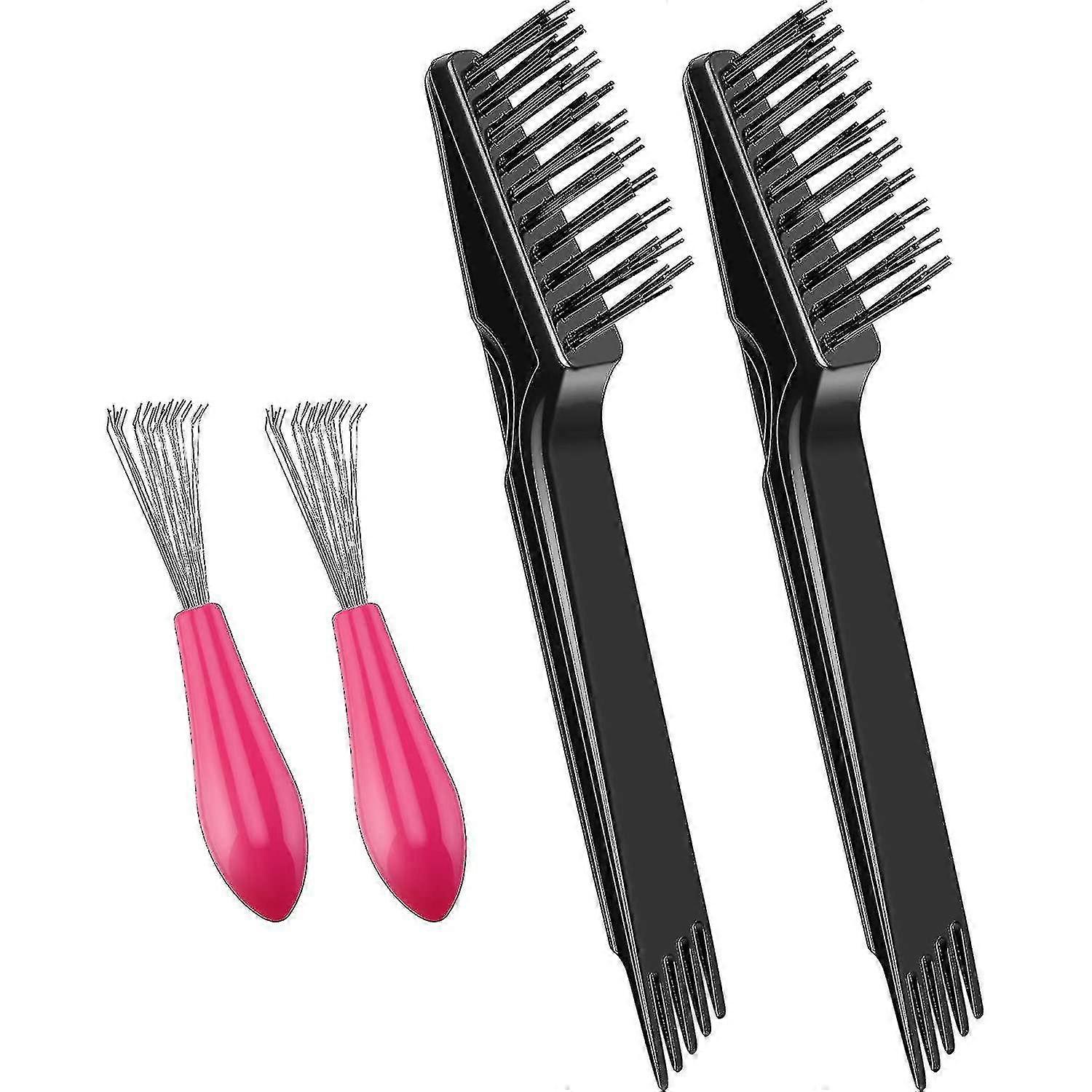 Comb Cleaning Brush Cleaning Tool (black Pink) (4pcs)