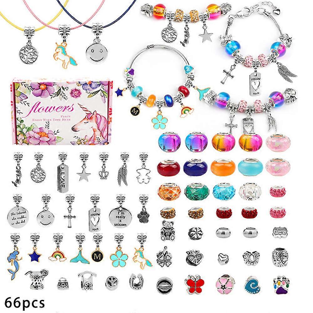 66Pcs Charm Bracelet Jewelry Making Kit DIY Art Crafts Toys Stocking Stuffers Christmas Gifts For Kids Girls