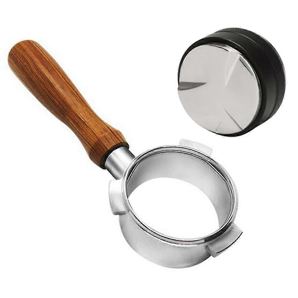 54mm Coffee Bottomless Portafilter Accessories For With 2-in-1 Adjustable Height Coffee Tamper Pres