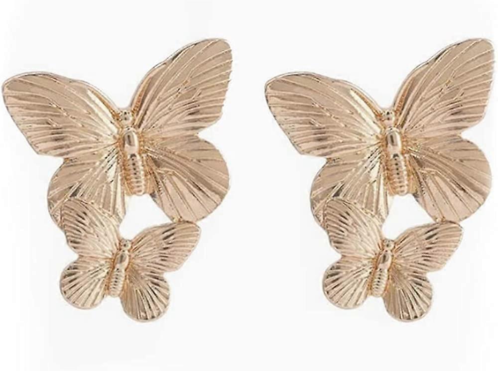 Gold Big Butterfly Drop Earrings