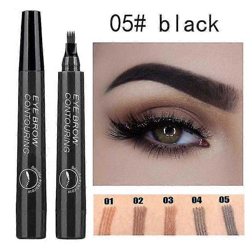 5 Colors 3d Microblading Eyebrow Tattoo Pen 4 Fork Tips Liquid Eyebrow Pencil Waterproof