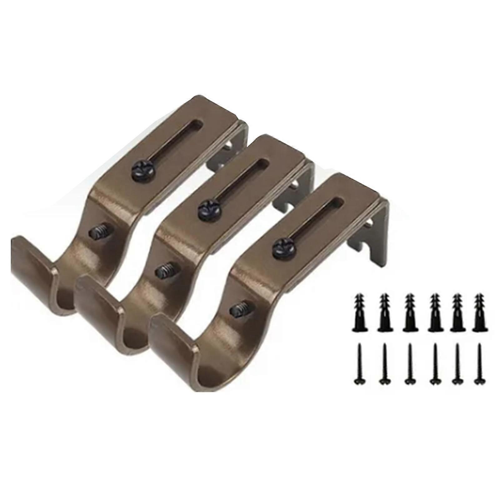 3pcs מוט וילון מתכת סוגר תמיכה אורך מתכוונן וו ברזל עבה עם בסיס