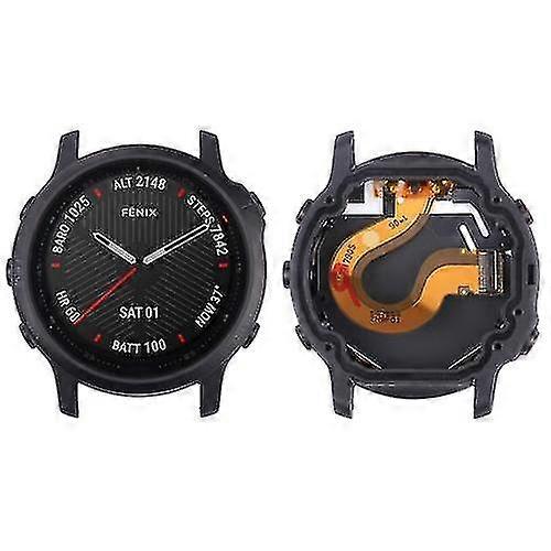 LCD-skjerm og digitaliserer Komplett montering (med ramme) for Garmin Fenix 6s